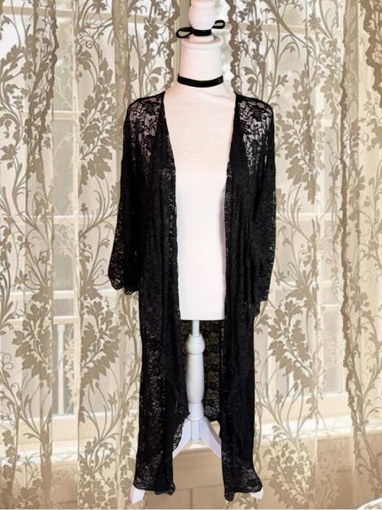 LuLaRoe Jackets & Blazers - Vintage Inspired Black Lace Floor Length Kimono Duster